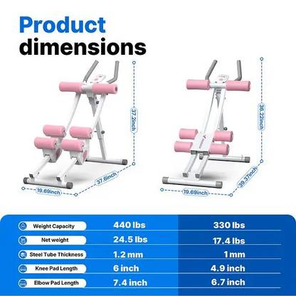 Dual Track Ab Trainer with LCD Monitor, 440 lbs Weight Capacity, Foldable Abdominal Exercise Machine with Ergonomic Support, Full Body Workout Equipment for Home Gym