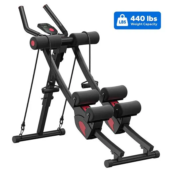 Dual Track Ab Trainer with LCD Monitor, 440 lbs Weight Capacity, Foldable Abdominal Exercise Machine with Ergonomic Support, Full Body Workout Equipment for Home Gym