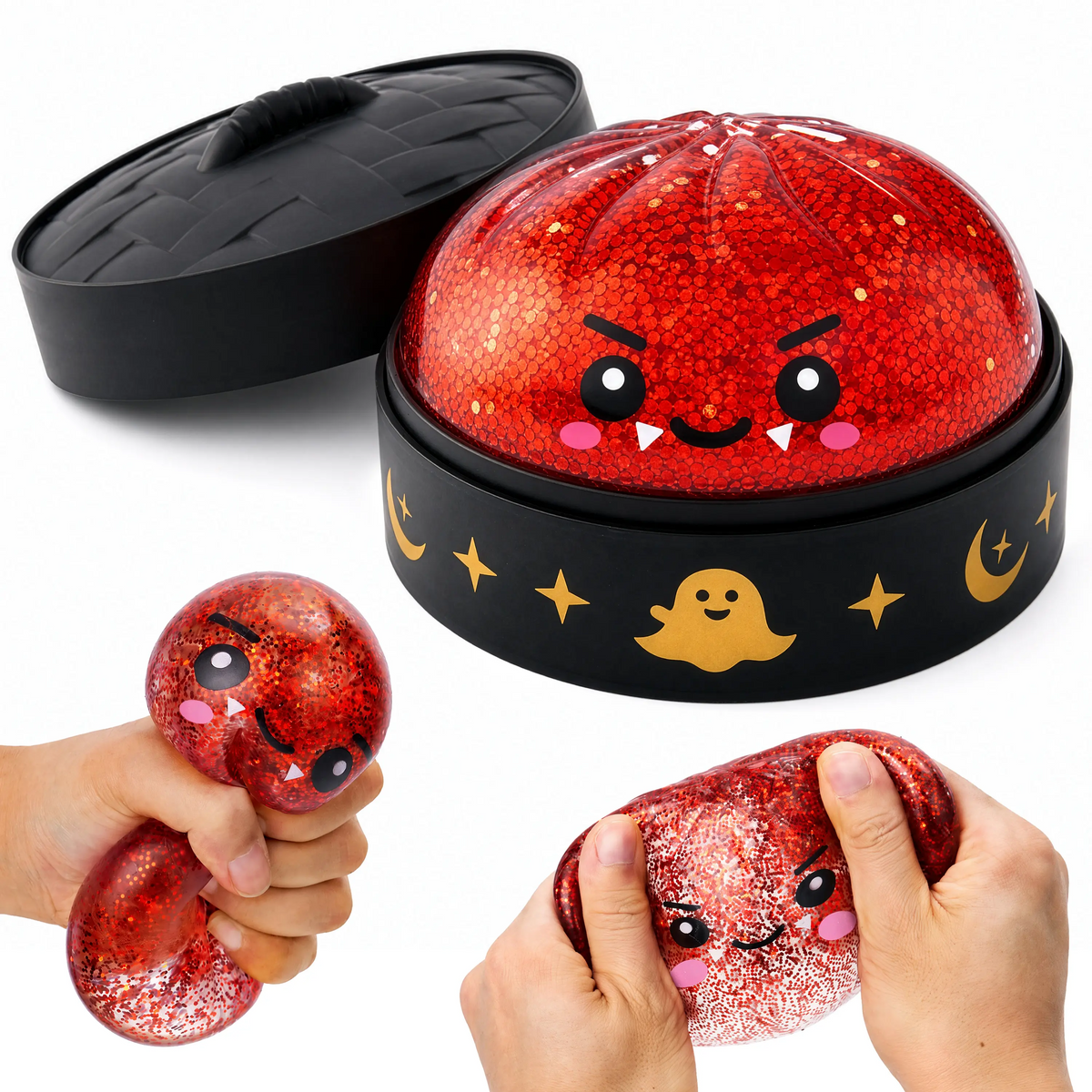 12 Pack Halloween Dumpling Squishy Toys, 5cm Mini Slow-Rebound Stress Relief Sensory Toys with Steamer Storage Box, Cute Pumpkin & Little Devil Designs, Soft Squeeze Fidget Toys for Kids & Adults, Halloween Party Favors, Gifts & Goodie Bag Fillers