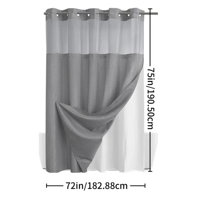 Waffle Weave Shower Curtain with Snap-In Washable Liner, Waterproof Double-Layer Shower Curtain, 72 x 75 Inch, 72 x 81 Inch,72 x 87 Inch
