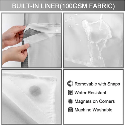 Waffle Weave Shower Curtain with Snap-In Washable Liner, Waterproof Double-Layer Shower Curtain, 72 x 75 Inch, 72 x 81 Inch,72 x 87 Inch