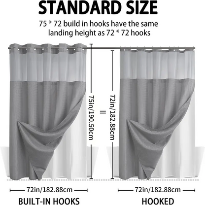 Waffle Weave Shower Curtain with Snap-In Washable Liner, Waterproof Double-Layer Shower Curtain, 72 x 75 Inch, 72 x 81 Inch,72 x 87 Inch