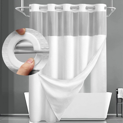 Waffle Weave Shower Curtain with Snap-In Washable Liner, Waterproof Double-Layer Shower Curtain, 72 x 75 Inch, 72 x 81 Inch,72 x 87 Inch