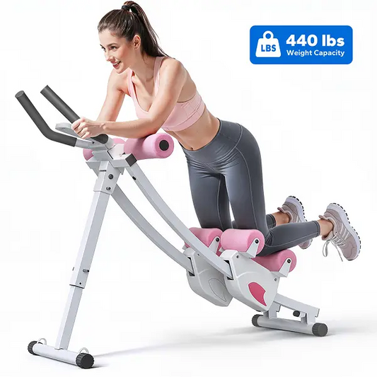 Dual Track Ab Trainer with LCD Monitor, 440 lbs Weight Capacity, Foldable Abdominal Exercise Machine with Ergonomic Support, Full Body Workout Equipment for Home Gym