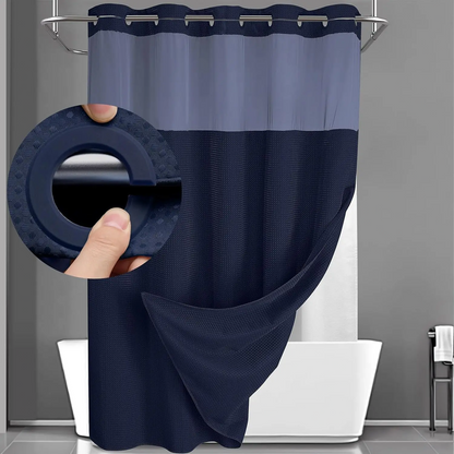 Waffle Weave Shower Curtain with Snap-In Washable Liner, Waterproof Double-Layer Shower Curtain, 72 x 75 Inch, 72 x 81 Inch,72 x 87 Inch