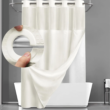 Waffle Weave Shower Curtain with Snap-In Washable Liner, Waterproof Double-Layer Shower Curtain, 72 x 75 Inch, 72 x 81 Inch,72 x 87 Inch