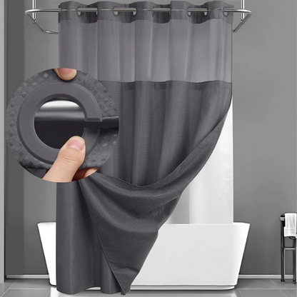 Waffle Weave Shower Curtain with Snap-In Washable Liner, Waterproof Double-Layer Shower Curtain, 72 x 75 Inch, 72 x 81 Inch,72 x 87 Inch