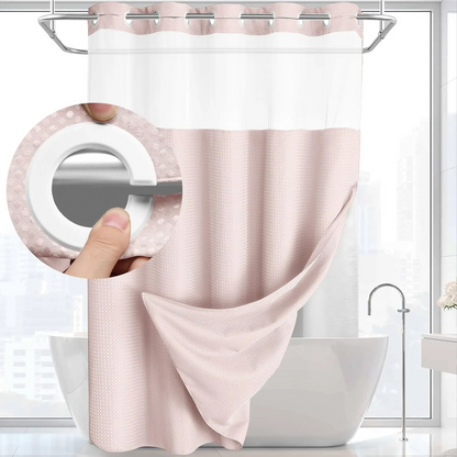 Waffle Weave Shower Curtain with Snap-In Washable Liner, Waterproof Double-Layer Shower Curtain, 72 x 75 Inch, 72 x 81 Inch,72 x 87 Inch