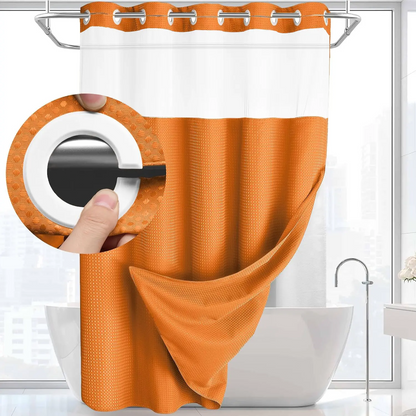 Waffle Weave Shower Curtain with Snap-In Washable Liner, Waterproof Double-Layer Shower Curtain, 72 x 75 Inch, 72 x 81 Inch,72 x 87 Inch
