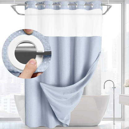 Waffle Weave Shower Curtain with Snap-In Washable Liner, Waterproof Double-Layer Shower Curtain, 72 x 75 Inch, 72 x 81 Inch,72 x 87 Inch