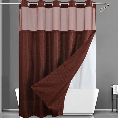 Waffle Weave Shower Curtain with Snap-In Washable Liner, Waterproof Double-Layer Shower Curtain, 72 x 75 Inch, 72 x 81 Inch,72 x 87 Inch