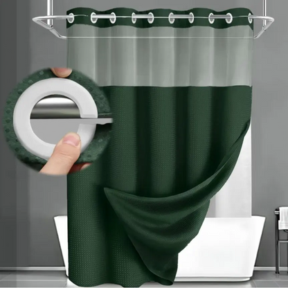 Waffle Weave Shower Curtain with Snap-In Washable Liner, Waterproof Double-Layer Shower Curtain, 72 x 75 Inch, 72 x 81 Inch,72 x 87 Inch