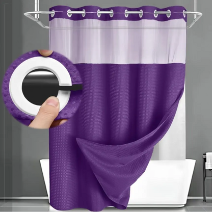 Waffle Weave Shower Curtain with Snap-In Washable Liner, Waterproof Double-Layer Shower Curtain, 72 x 75 Inch, 72 x 81 Inch,72 x 87 Inch
