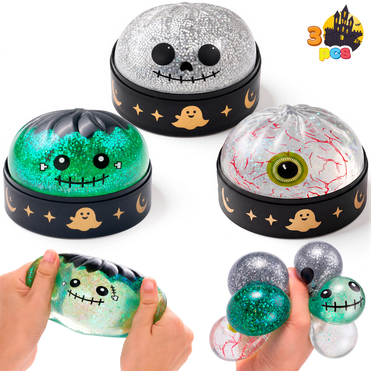 12 Pack Halloween Dumpling Squishy Toys, 5cm Mini Slow-Rebound Stress Relief Sensory Toys with Steamer Storage Box, Cute Pumpkin & Little Devil Designs, Soft Squeeze Fidget Toys for Kids & Adults, Halloween Party Favors, Gifts & Goodie Bag Fillers