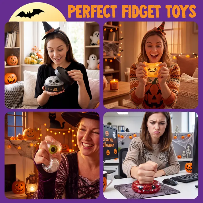 12 Pack Halloween Dumpling Squishy Toys, 5cm Mini Slow-Rebound Stress Relief Sensory Toys with Steamer Storage Box, Cute Pumpkin & Little Devil Designs, Soft Squeeze Fidget Toys for Kids & Adults, Halloween Party Favors, Gifts & Goodie Bag Fillers