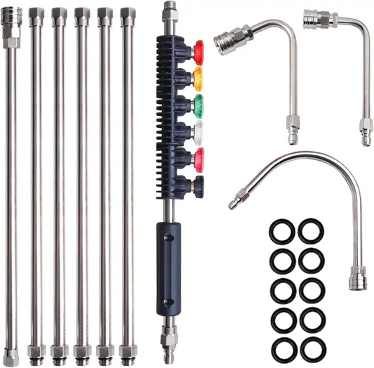 10-Piece Pressure Washer Extension Wand Set with Nozzle Tips & Curved Gutter Cleaner, 1/4" Quick Connect, 4000 PSI