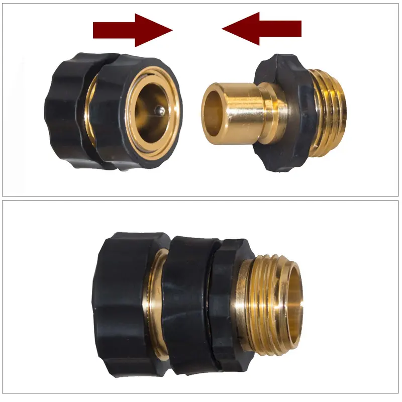 3/4 Inch Garden Hose Connectors Set, Standard Male & Female Fittings with Grip Handles, Leakproof Quick Connectors for Outdoor Faucets and Water Hoses
