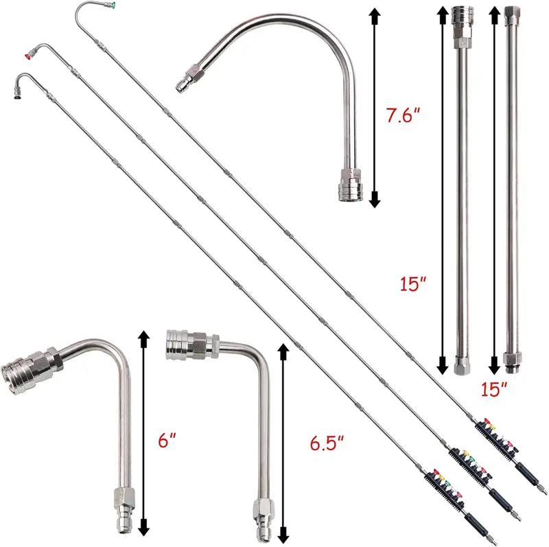 10-Piece Pressure Washer Extension Wand Set with Nozzle Tips & Curved Gutter Cleaner, 1/4" Quick Connect, 4000 PSI
