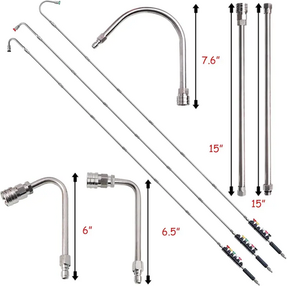 10-Piece Pressure Washer Extension Wand Set with Nozzle Tips & Curved Gutter Cleaner, 1/4" Quick Connect, 4000 PSI