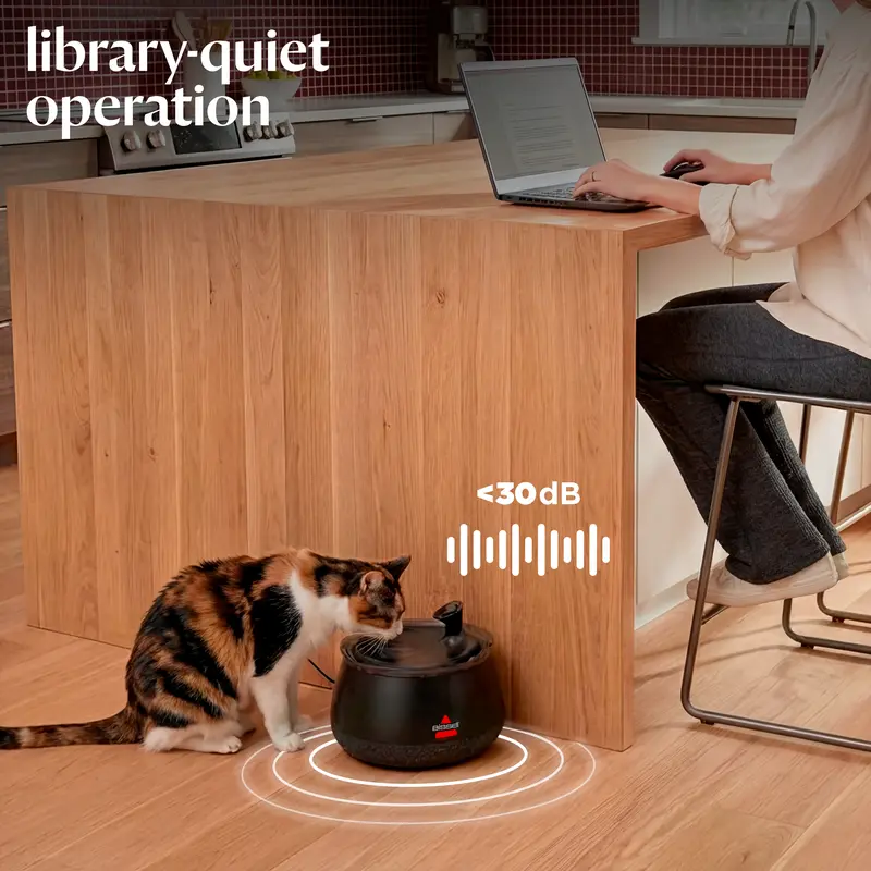 Automatic Cat Water Fountain with Ultra-Quiet Wireless Pump – Filtered Drinking Water Dispenser with Circulating Flow, Large Capacity, Low-Noise Design for Cats & Small Pets