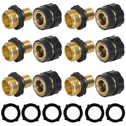 3/4 Inch Garden Hose Connectors Set, Standard Male & Female Fittings with Grip Handles, Leakproof Quick Connectors for Outdoor Faucets and Water Hoses