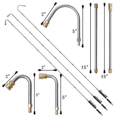 10-Piece Pressure Washer Extension Wand Set with Nozzle Tips & Curved Gutter Cleaner, 1/4" Quick Connect, 4000 PSI